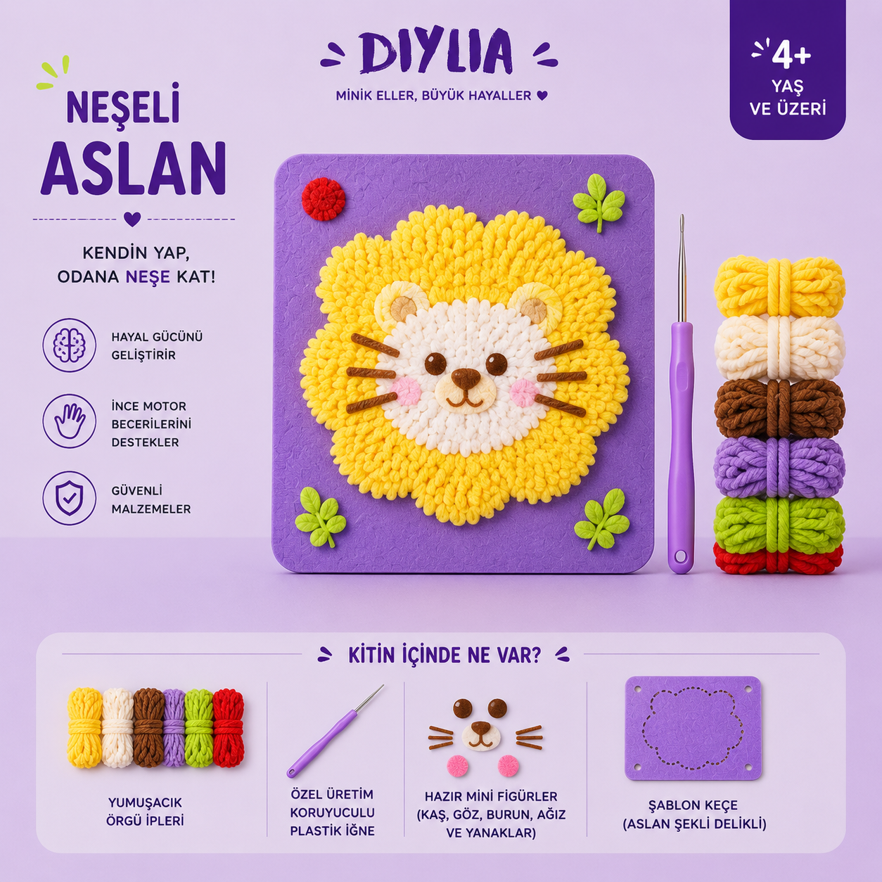 Neşeli Aslan Çocuk Örgü Kiti