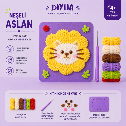 Neşeli Aslan Çocuk Örgü Kiti