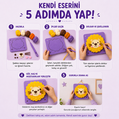 Neşeli Aslan Çocuk Örgü Kiti