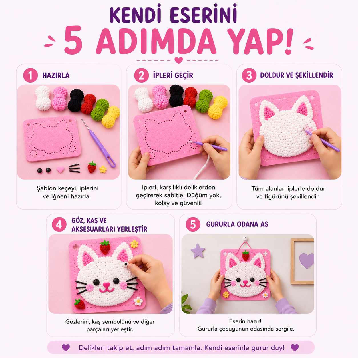 Çilekli Kedi Çocuk Örgü Kiti