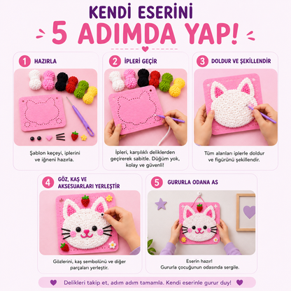 Çilekli Kedi Çocuk Örgü Kiti