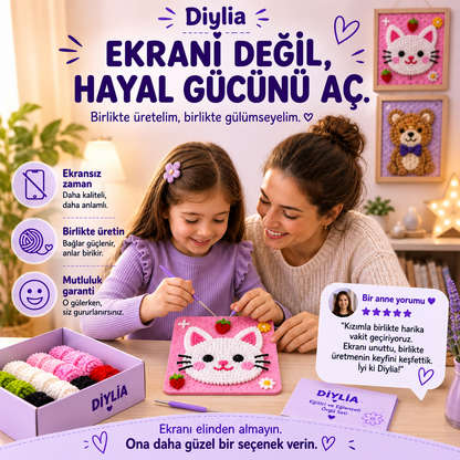 Çilekli Kedi Çocuk Örgü Kiti