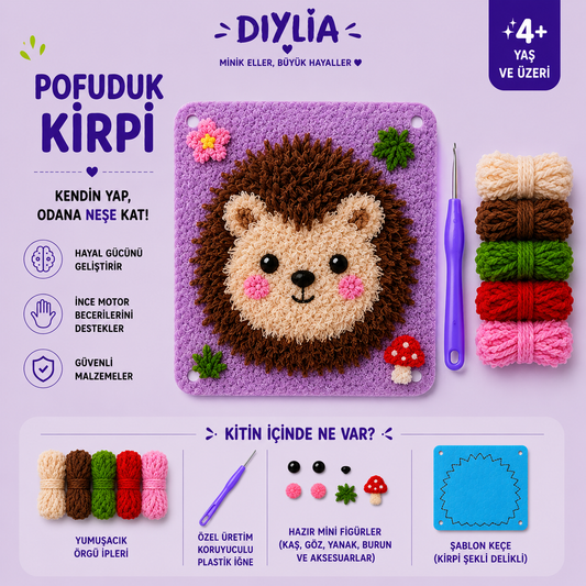 Pofuduk Kirpi Çocuk Örgü Kiti