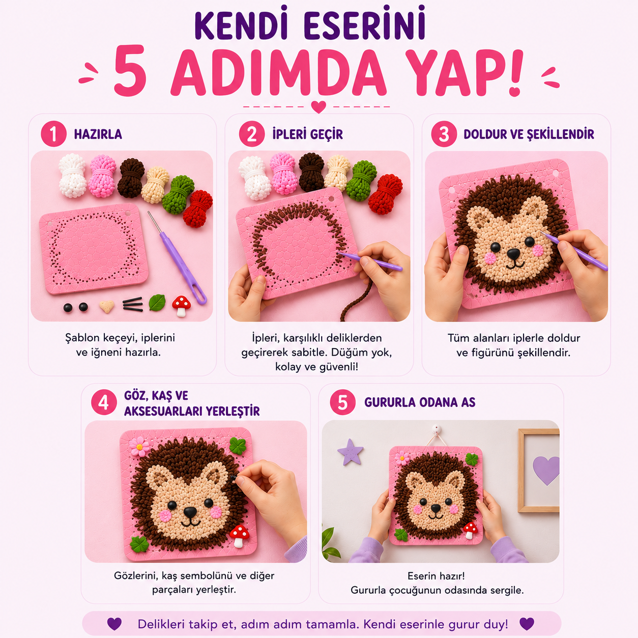 Pofuduk Kirpi Çocuk Örgü Kiti