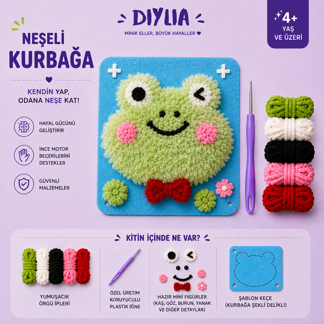 Neşeli Kurbağa Çocuk Örgü Kiti