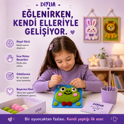 Neşeli Kurbağa Çocuk Örgü Kiti