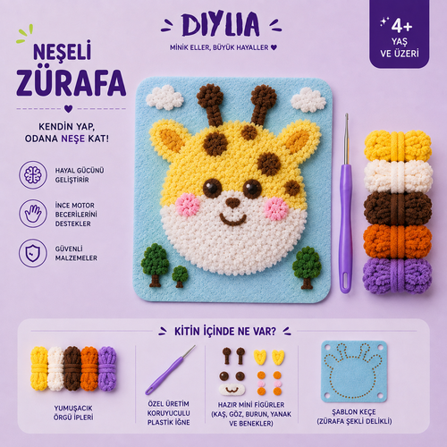 Minik Zürafa Çocuk Örgü Kiti